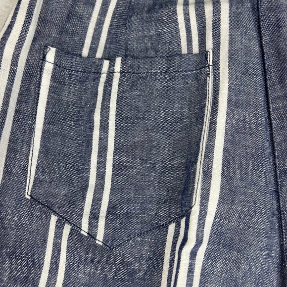 Anthropologie Blue & White Stripe Wide-Leg Front Pleat Pant Size OP - Picture 8 of 10